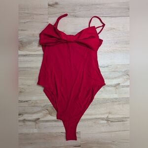 Target A New Day Vibrant Red Bodysuit With Bow; Medium